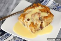 Warm Bread Pudding with Creamy Vanilla Sauce