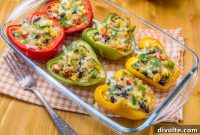 Savory Quinoa Black Bean Stuffed Bell Peppers