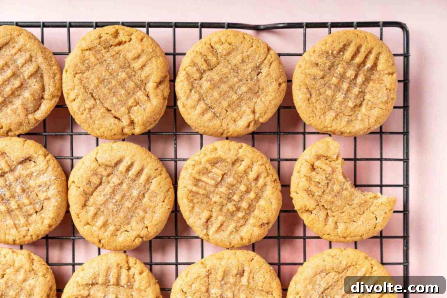 The Easiest 3-Ingredient Peanut Butter Cookies 2 three-ingredient-peanut-butter-cookies-recipe - a stack of golden brown peanut butter cookies with crisscross fork marks