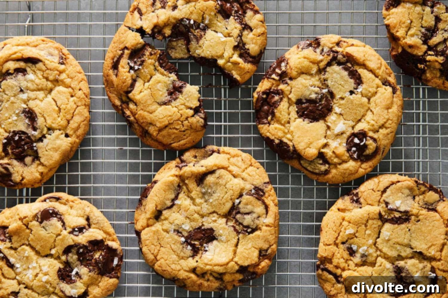 Delicious homemade chocolate chip cookies, crispy on the edges and chewy in the middle