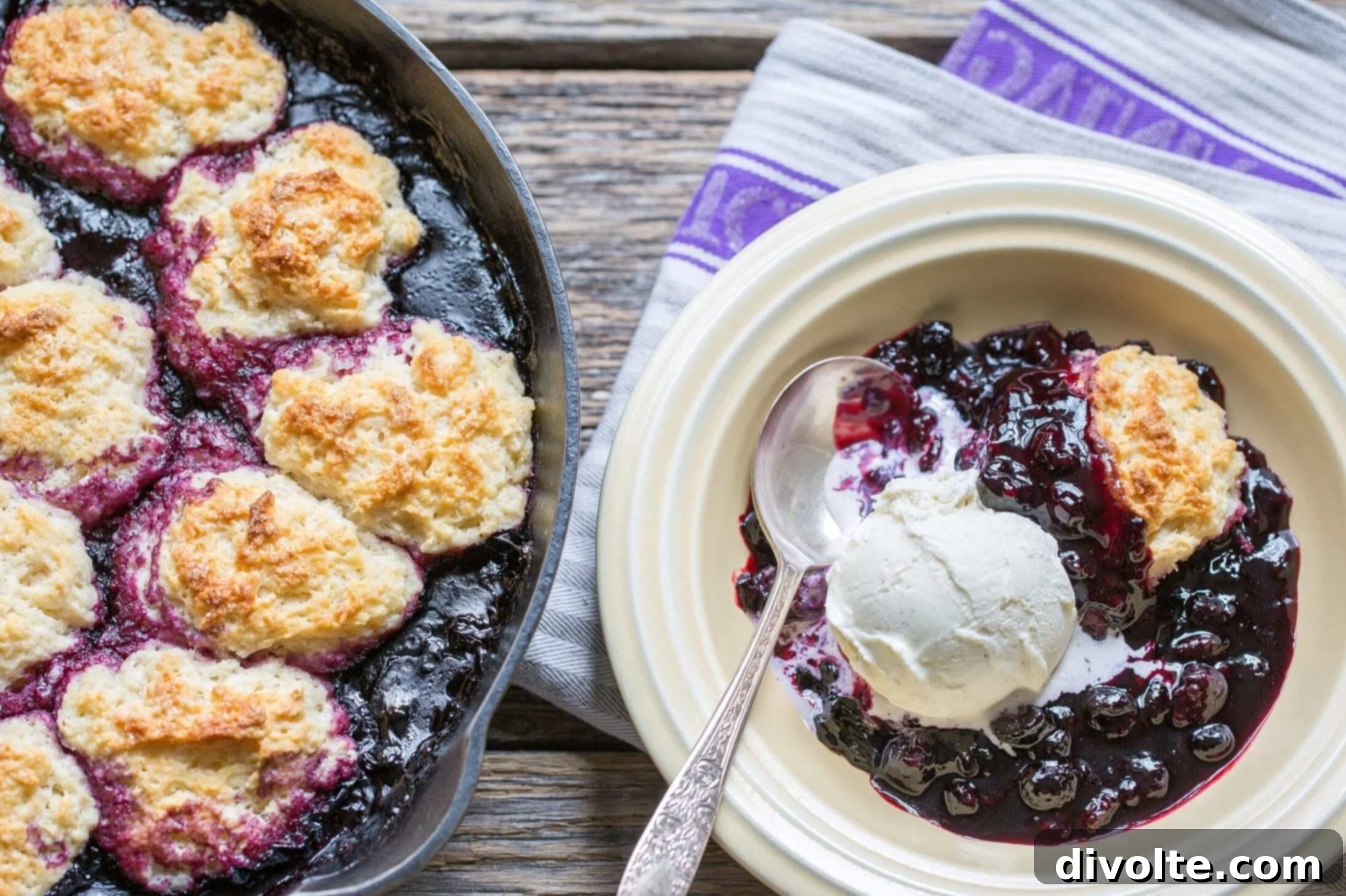 Delicious homemade black raspberry cobbler baked to golden perfection