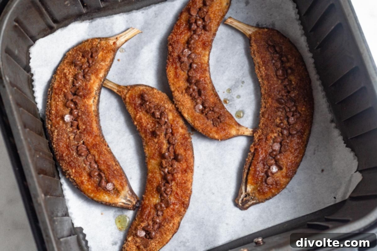 air fryer roasted bananas, a quick and healthy dessert