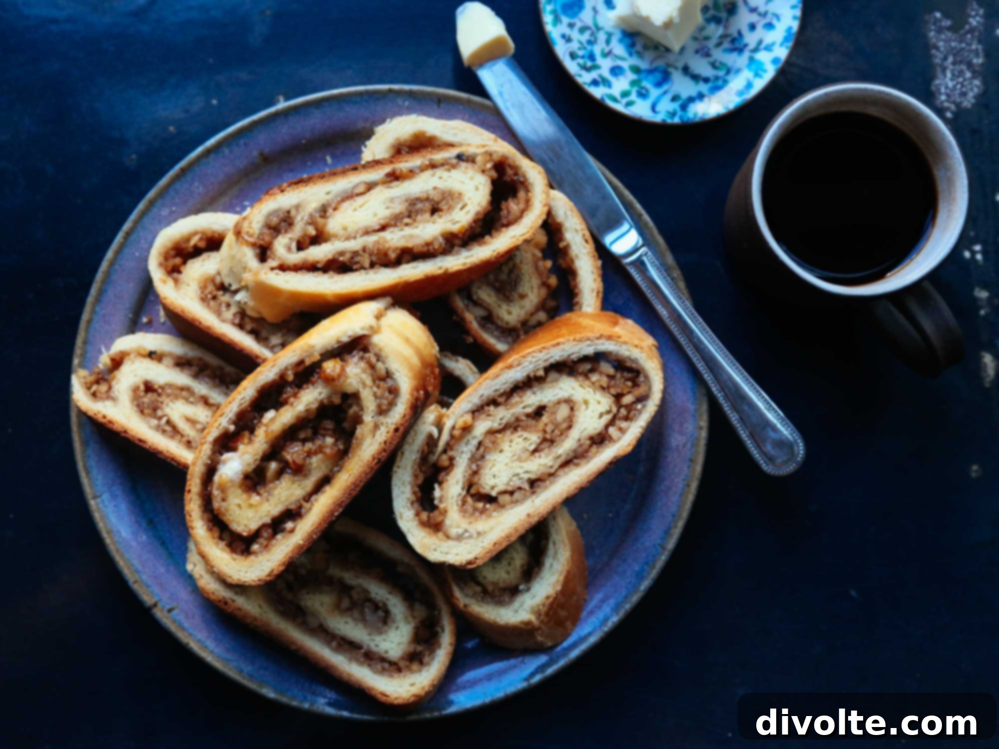 Delicious homemade nut rolls on a cooling rack