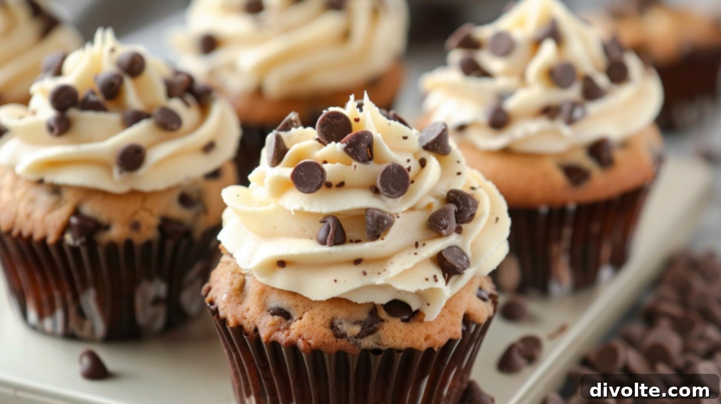 Ultimate Chocolate Chip Cookie Dough Cupcakes 3 Delicious Chocolate Chip Cookie Dough Cupcake