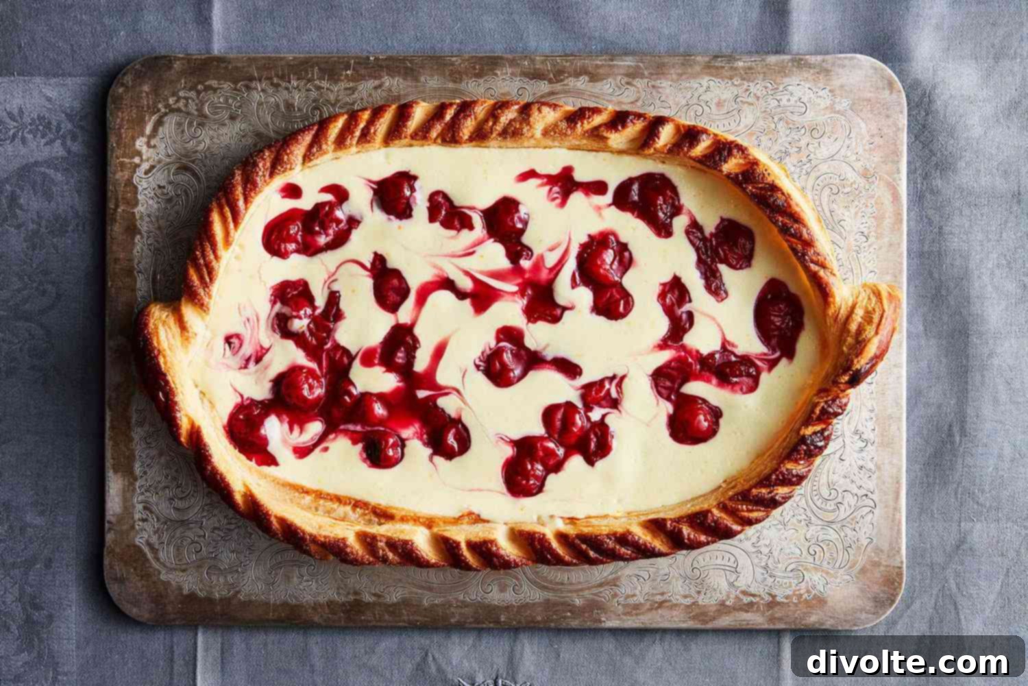 Homemade Cherry Dessert with a golden crust, ready to be served.