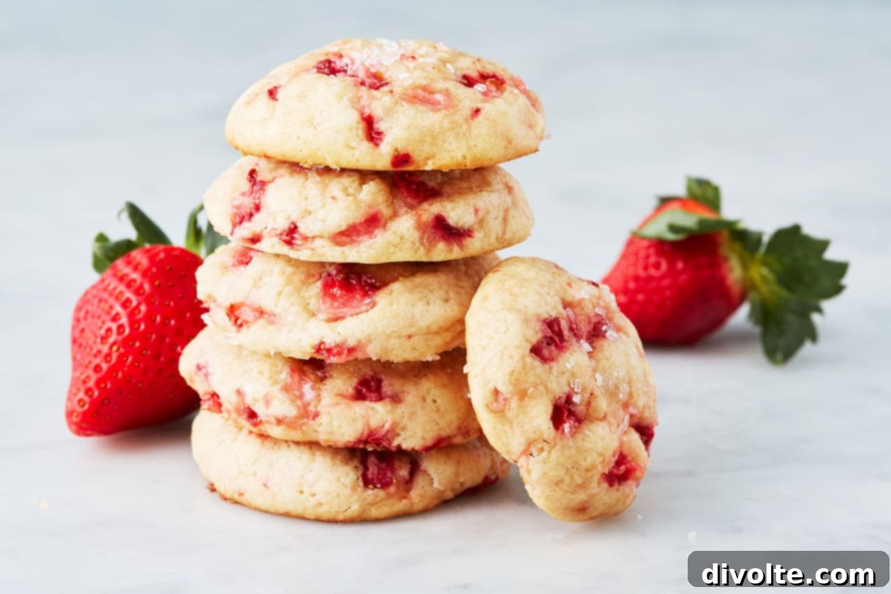 Strawberry Shortcake Cookie Bliss 3 Freshly baked strawberry shortcake cookies with a hint of red berries.
