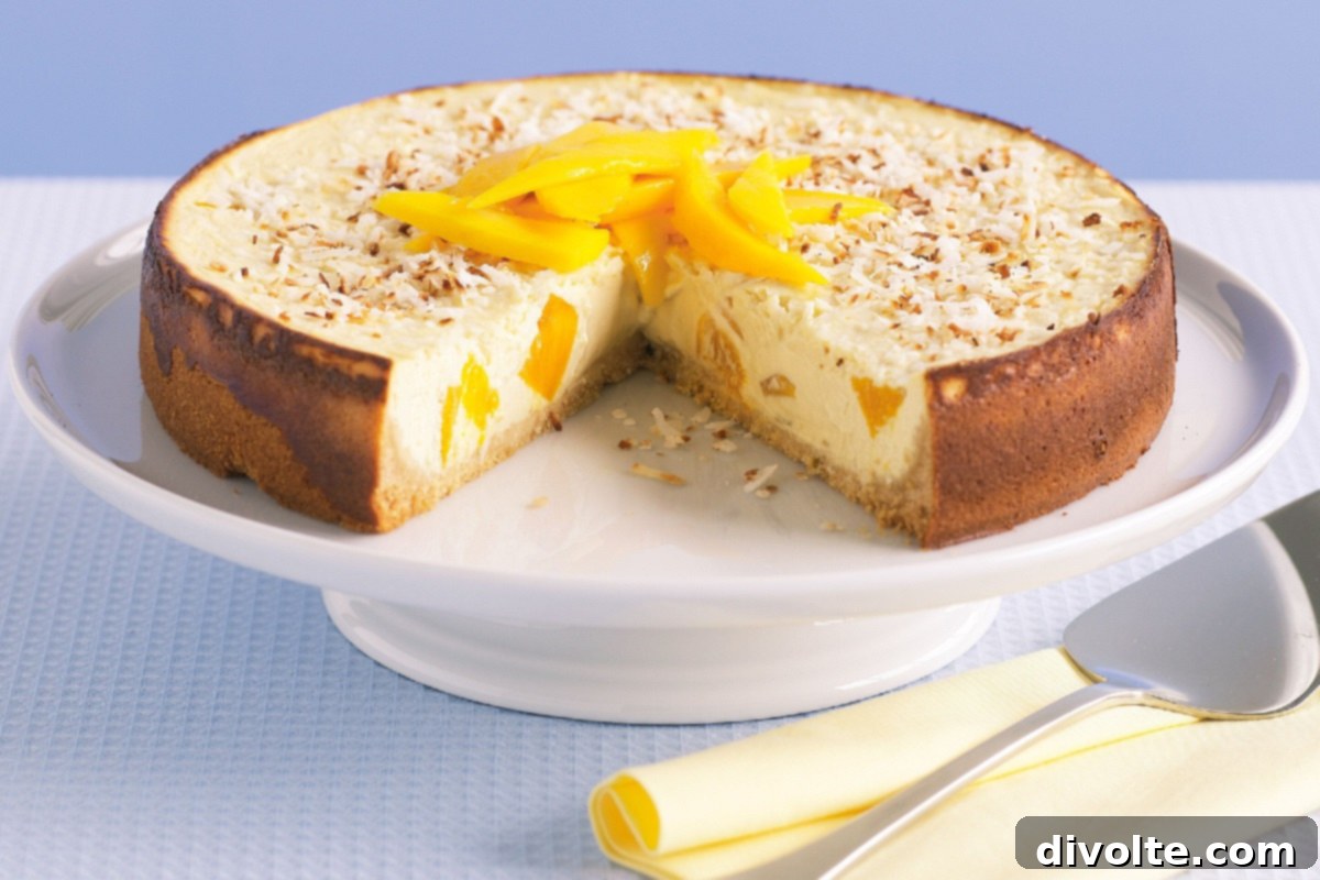 Tropical Mango Coconut Cheesecake Recipe - Deliciously Creamy Dessert