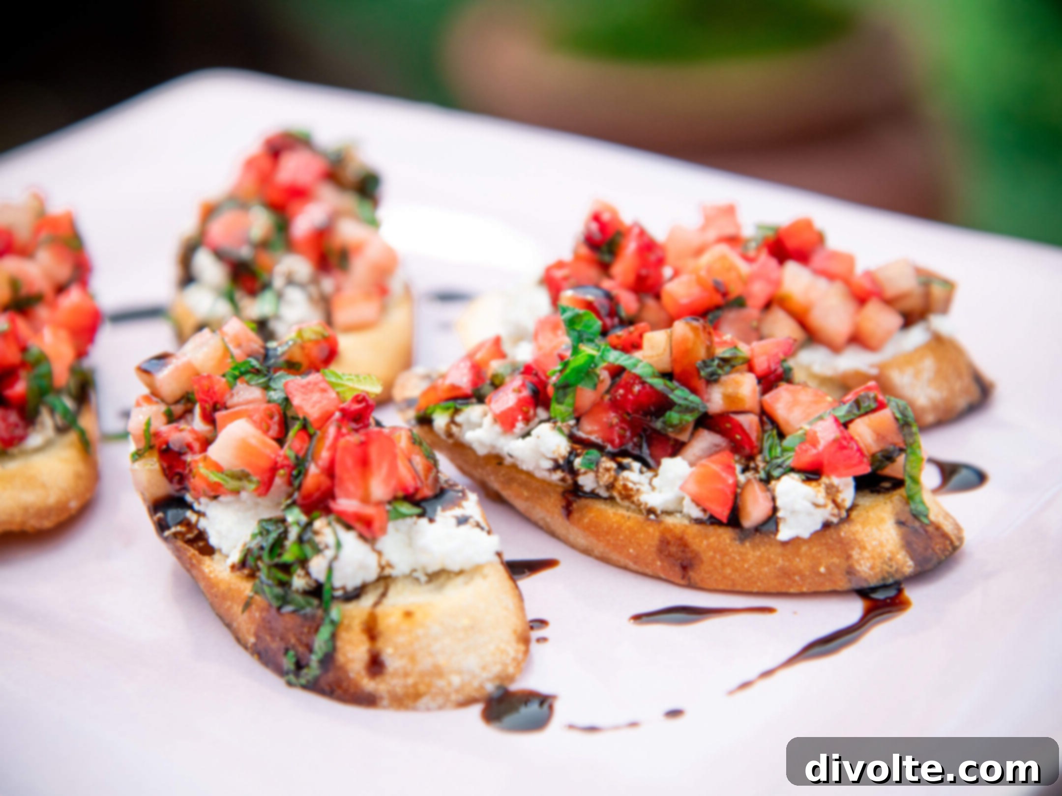 strawberry-bruschetta-recipe - Fresh strawberries and goat cheese on toasted baguette