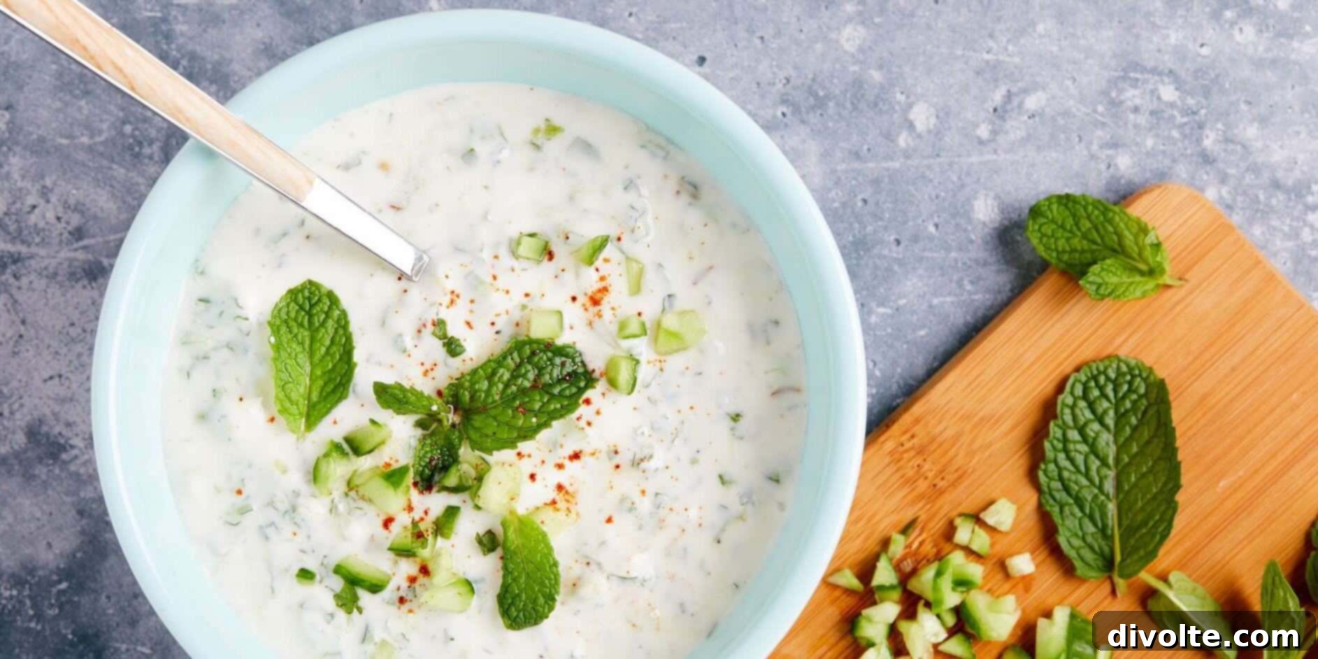 Refreshing Cucumber Mint Raita, an essential Indian side dish