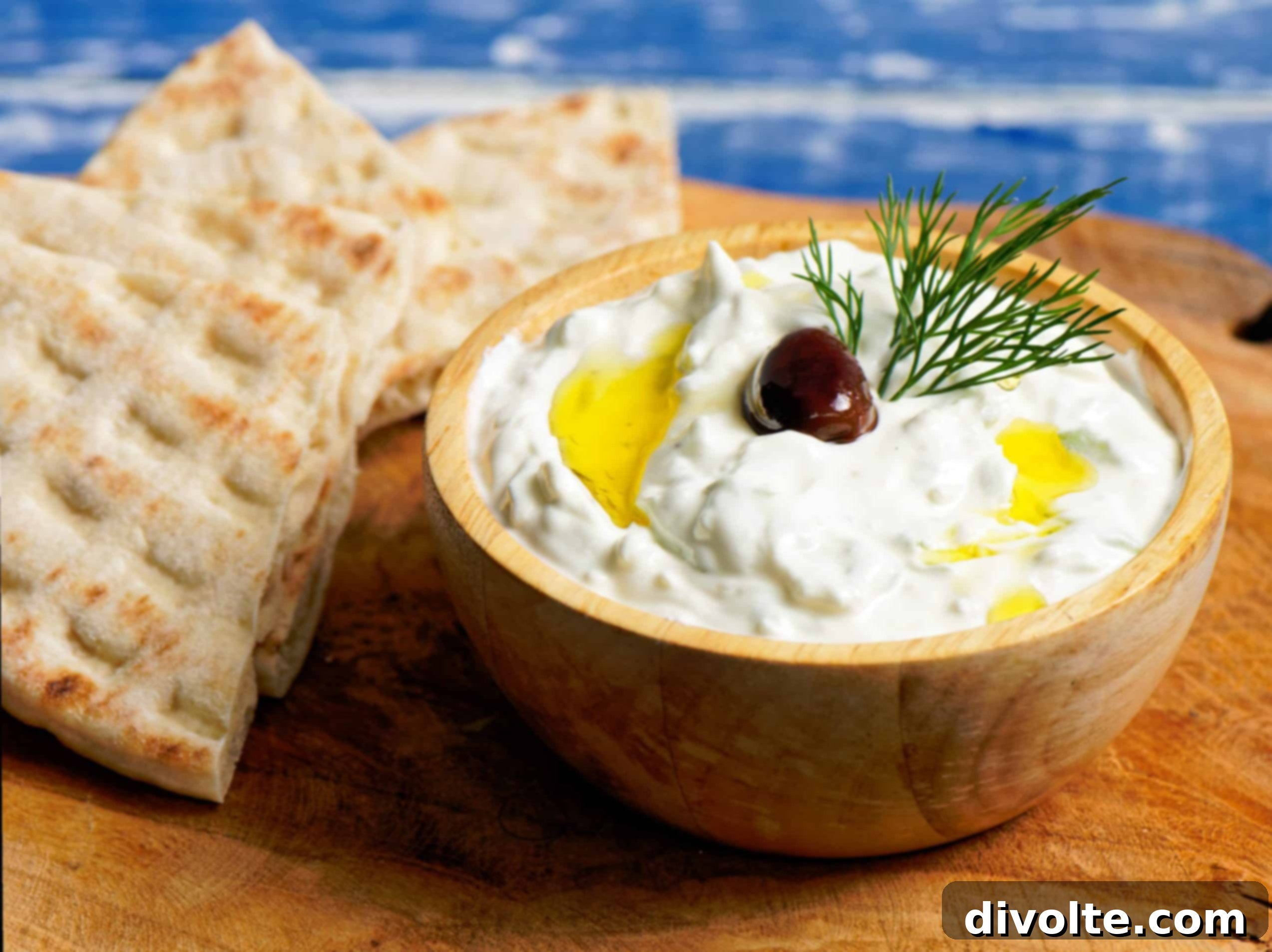 Delicious homemade Tzatziki sauce with fresh ingredients