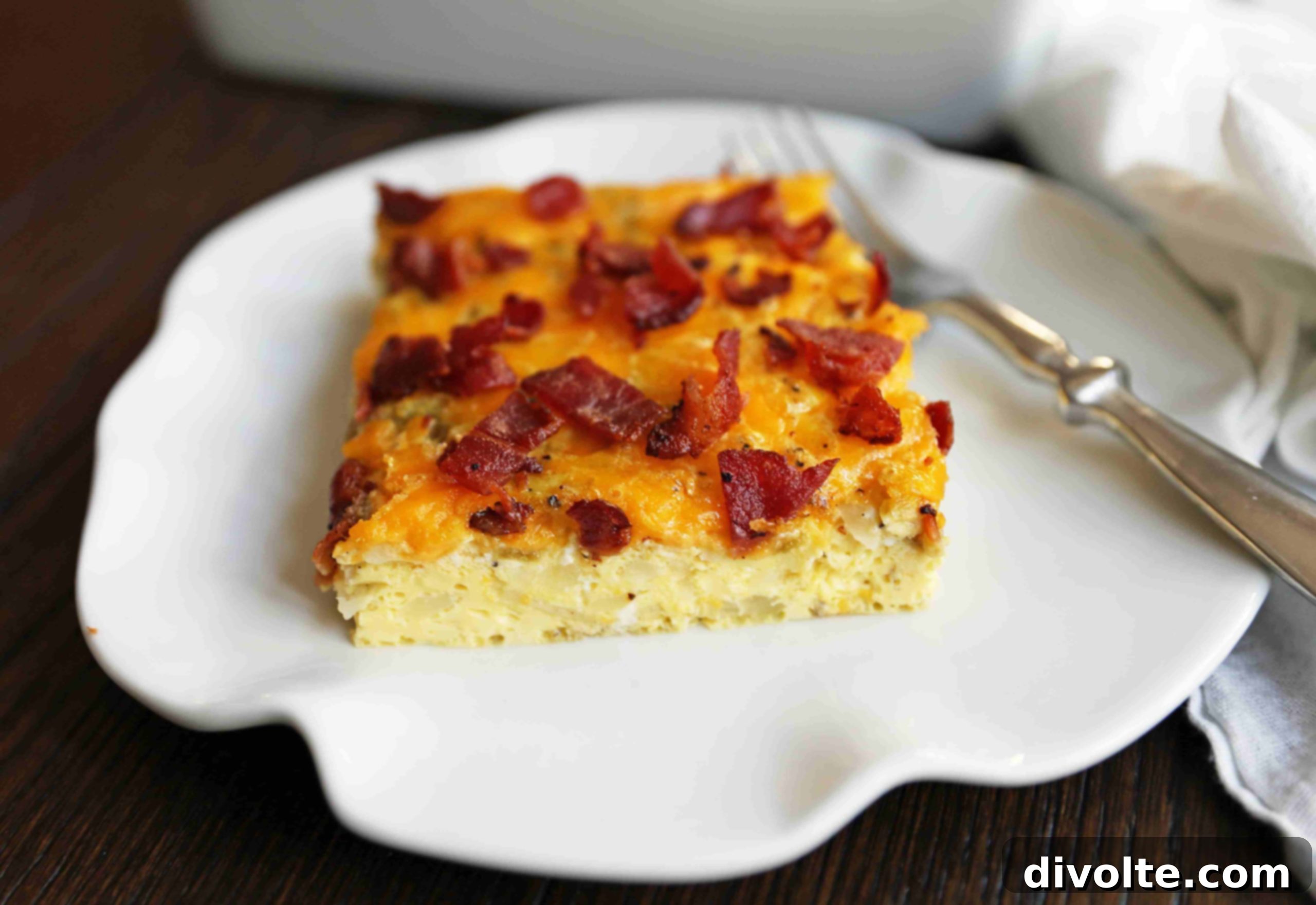 Delicious Bacon Breakfast Casserole ready for serving