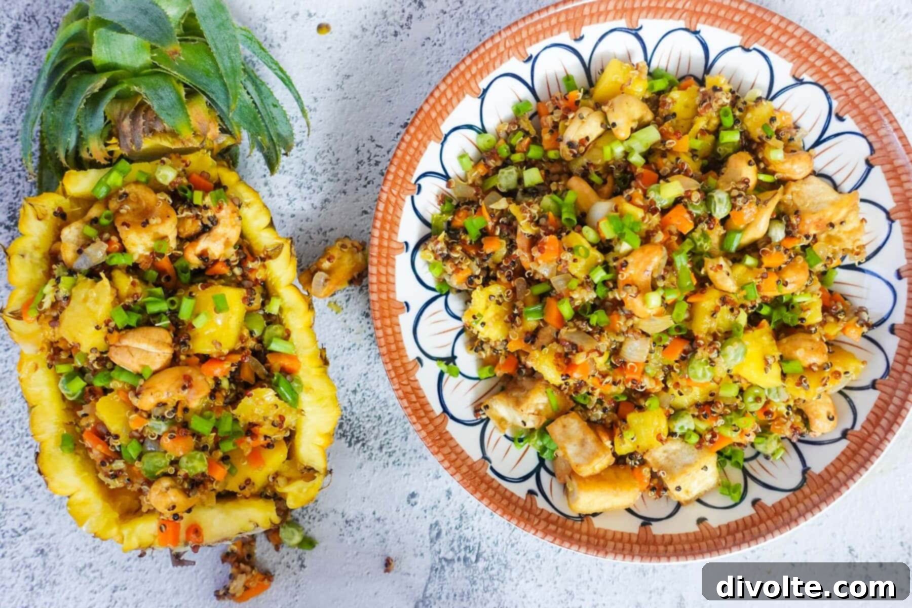 Tropical Quinoa Salad Recipe: A vibrant, healthy, and easy-to-make dish with pineapple, mango, and fresh herbs.